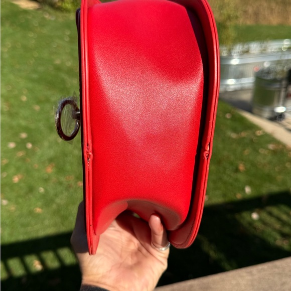 NWT Badgley Mischka Red Saddle Purse Vegan Leather Crossbody Purse - Picture 7 of 10